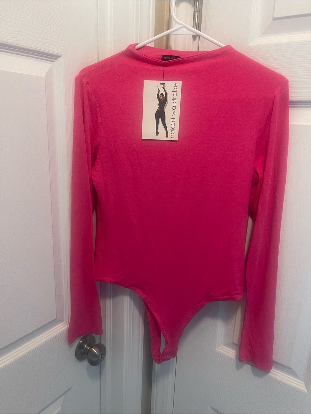 Naked Wardrobe Long-Sleeve Pink Bodysuit Top
